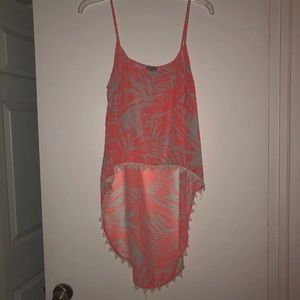 Coral and grey hi-lo tunic